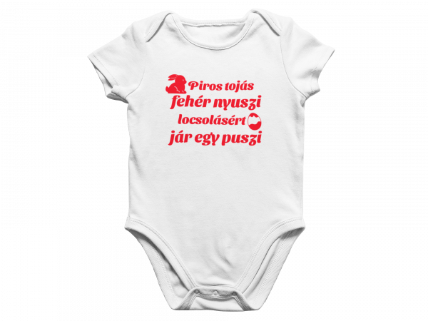 Piros tojás fehér nyuszi baba body