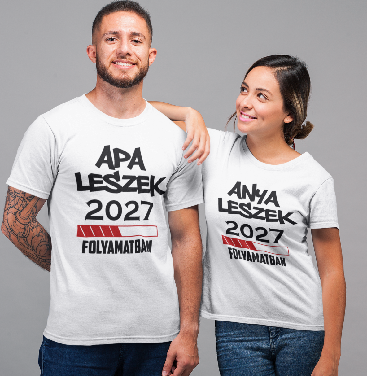 .. 2027 Anya Leszek Apa Leszek Páros Póló 2 db fehér