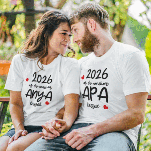 ..2026 az év amikor Anya/Apa leszek piros szivecskés páros póló